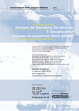 Giornate del Sassofono - Conservatorio della Svizzera Italiana