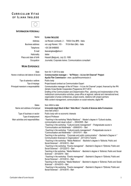 CURRICULUM VITAE O F ILIANA INGLESE