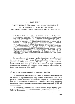 L`evoluzione del protocollo di accessione della RPC