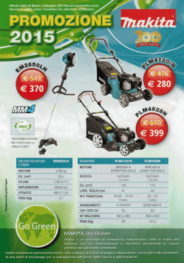 Offerta valida da Marzo a Settembre 2015 ﬁno ad esaurimento