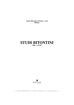 Studi Bitontini n° 85 - Centro Ricerche di Storia e Arte