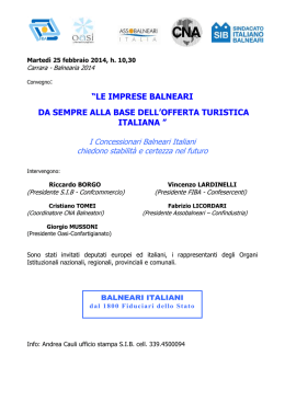 “LE IMPRESE BALNEARI DA SEMPRE ALLA BASE DELL
