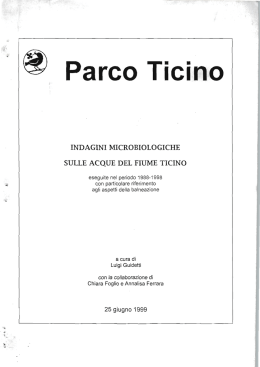 Indagini Microbiologiche sulle acque del Fiume Ticino