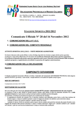 Il Calendario Completo stagione 2012/2013