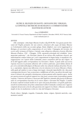 oltre il silenzio di dante: giovanni del virgilio, le epistole metriche di