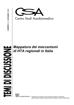 Mappatura dei meccanismi di HTA regionali in Italia