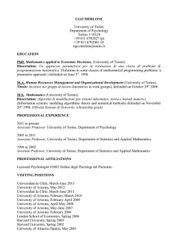 UGO MERLONE University of Torino Department of Psychology