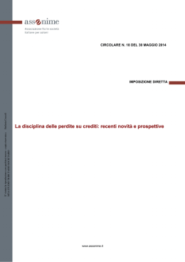 La disciplina delle perdite su crediti: recenti novit&agrave; e prospettive