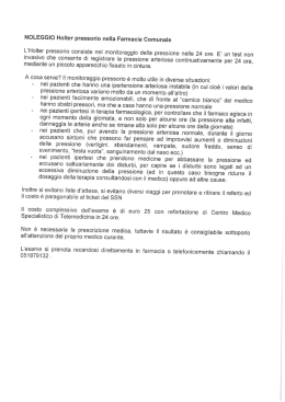 NOLEGGIO Holter pressorio nella Farmacia Comunale