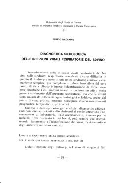 Diagnostica sierologica delle infezioni virali respiratorie del bovino