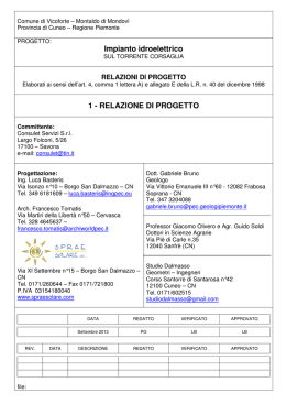 Impianto idroelettrico 1 - RELAZIONE DI PROGETTO
