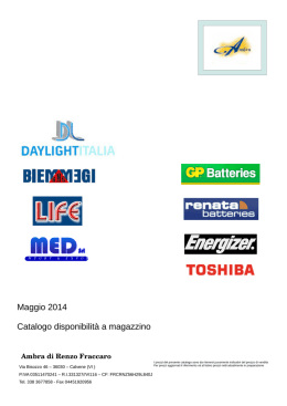 Maggio 2014 Catalogo disponibilit&agrave; a magazzino
