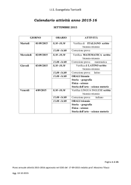 Calendario attività scolastiche 2015-16