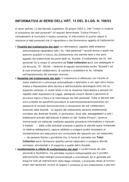 INFORMATIVA AI SENSI DELL`ART. 13 DEL D