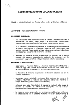 Accordo Quadro di collaborazione tra Inail e