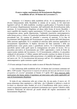 le modifiche all`art. 18 Statuto dei Lavoratori