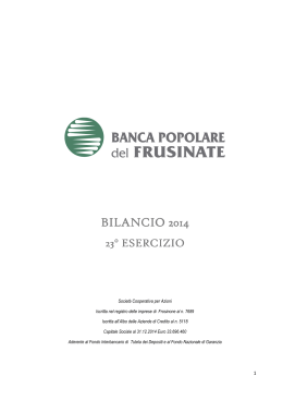 BILANCIO 2014 - Banca Popolare del Frusinate