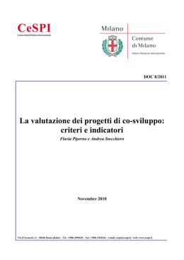 La valutazione dei progetti di co-sviluppo: criteri e indicatori