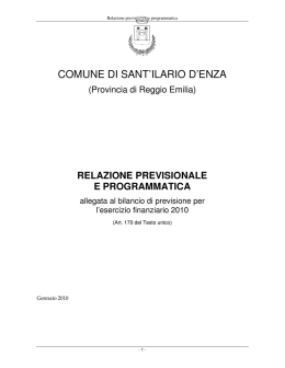 Presentazione bilancio di previsione 2010.