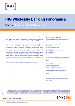 ING Wholesale Banking Panoramica delle Sedi di