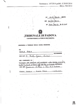 sentenza Tribunale di Padova sez. Lavoro