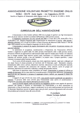 ASSOCIAZIONE VOLONTARI PROGETTO INSIEME ONLUS