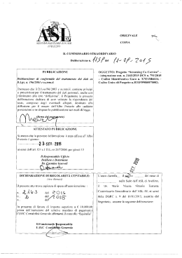 Delibera CS n 1159 del 11sett2015 Progetto Screening Ca Cervice
