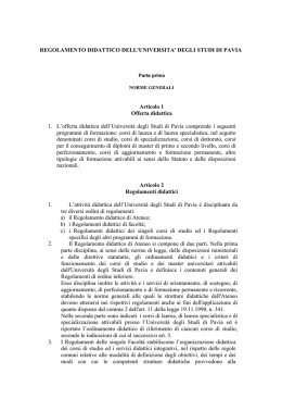 Regolamento Didattico - Università degli studi di Pavia