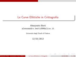 Le Curve Ellittiche in Crittografia