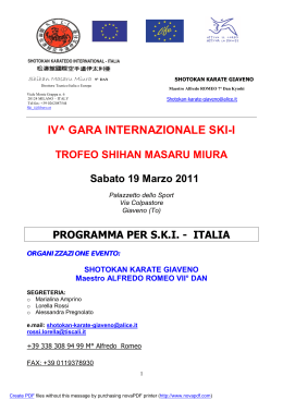 IV^ GARA INTERNAZIONALE SKI-I TROFEO SHIHAN MASARU