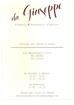 Menu - Pizzeria - Bologna