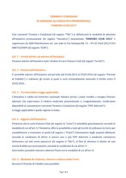 TERMINI E CONDIZIONI DI ADESIONE ALL
