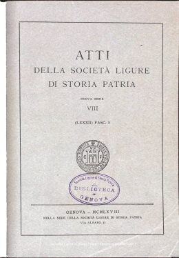 DELLA SOCIET&Agrave; LIGURE DI STORIA PATRIA