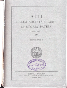 DELLA SOCIET&Agrave; LIGURE DI STORIA PATRIA