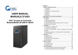 USER MANUAL MANUALE D`USO UPS / Gruppo di Continuit&agrave;