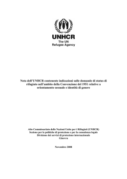 Nota dell`UNHCR contenente indicazioni sulle domande