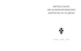 mitteilungen des kunsthistorischen institutes in florenz