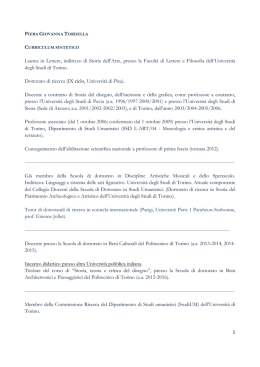Laurea in Lettere, indirizzo di Storia dell`Arte, presso la