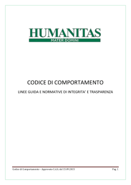 CODICE DI COMPORTAMENTO - Humanitas Mater Domini