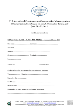 Hotel Reservation Form - International Conference on Gram