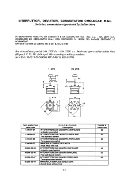 INTERRUTTORI, DEVIATORI, COMMUTATORI OMOLOGATI M.M.l.