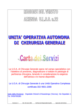 La UOA di Chirurgia Generale opera nel campo