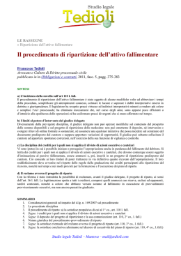 Il procedimento di ripartizione dell`attivo fallimentare
