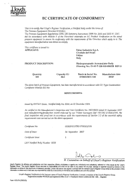 EC CERTIFICATE OF CONFORMITY