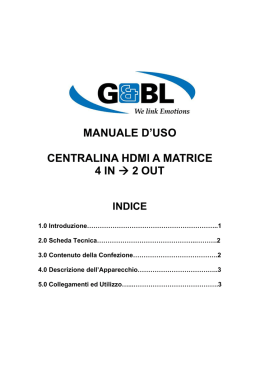 MANUALE D`USO CENTRALINA HDMI A MATRICE 4 IN &rarr; 2 OUT