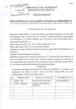 Sigg. TONCU - PROVVEDIMENTO di