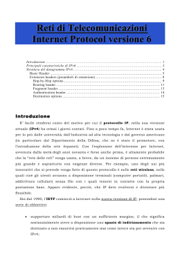 Reti di Telecomunicazioni Internet Protocol versione 6