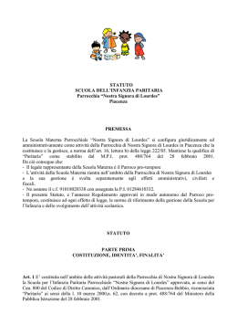 STATUTO SCUOLA DELL`INFANZIA PARITARIA Parrocchia &ldquo;Nostra
