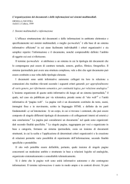 L`organizzazione dei documenti e delle informazioni