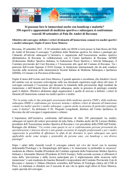 Immersioni e malattie: il programma del convegno al pala De Andr&egrave;